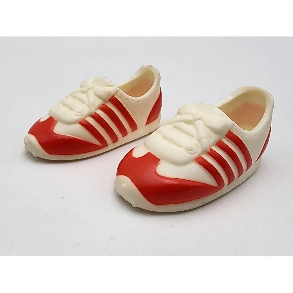 Lot of 2 Pairs 1983 Tomy Kimberly Doll Shoes RED Clogs Slip Ons and Tennis Shoes